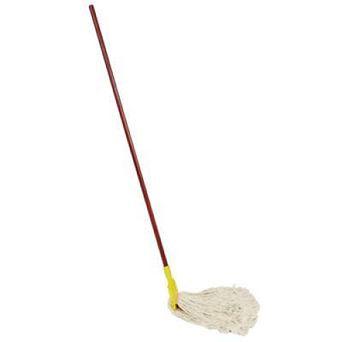 Rubbermaid Commercial Non-Launderable Economy Cut-End Rayon Mop Head, 24 oz, 1" Band, White, 12/Carton (V418)