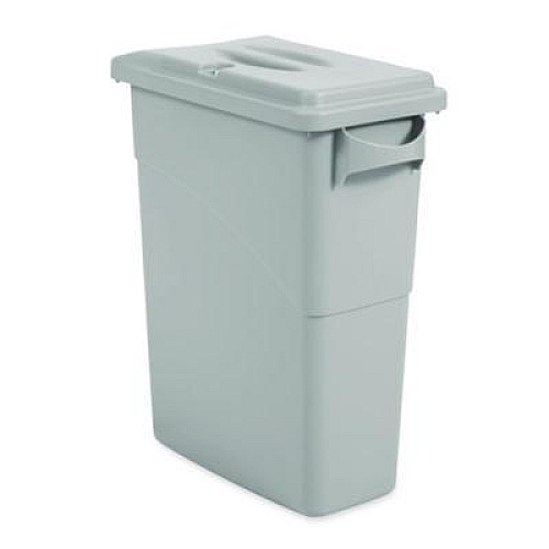 Rubbermaid Commercial Slim Jim Confidential Document Waste Receptacle with Lid, 23 gal, Light Gray (9W15LGY)