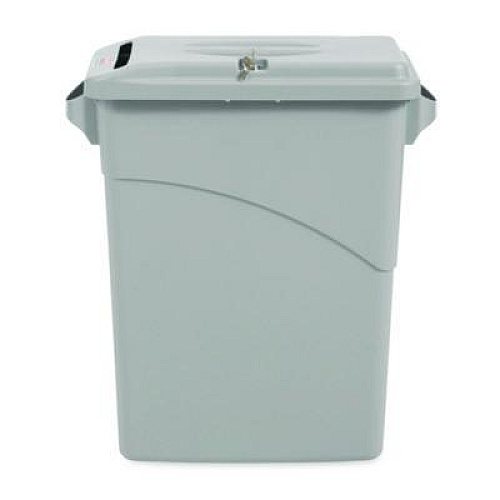 Rubbermaid Commercial Slim Jim Confidential Document Waste Receptacle with Lid, 23 gal, Light Gray (9W15LGY)