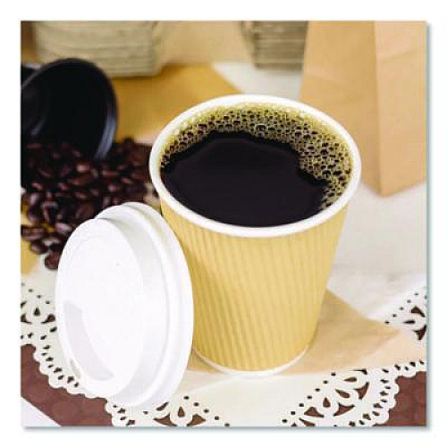 Karat Ripple Hot Cups, 12 oz, Paper, Kraft/White, 500/Carton (CKRC512)