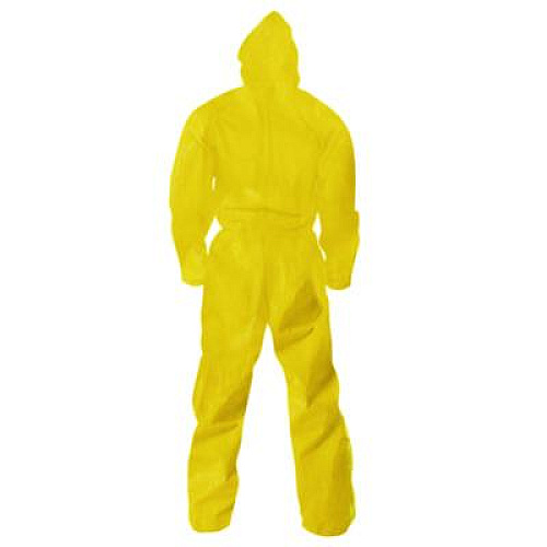 KleenGuard A70 Chemical Spray Protection Coveralls, Elastic Wrists, Ankles, Hood, 2X-Large, Yellow, 12/Carton (09815)
