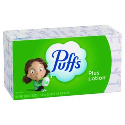 Puffs Plus Lotion Facial Tissue, 2-Ply, White, 124 Sheets/Box, 24 Boxes/Carton (39346CT)