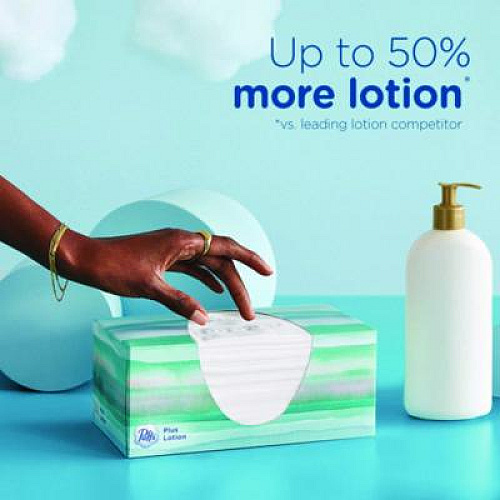 Puffs Plus Lotion Facial Tissue, 2-Ply, White, 124 Sheets/Box, 24 Boxes/Carton (39346CT)