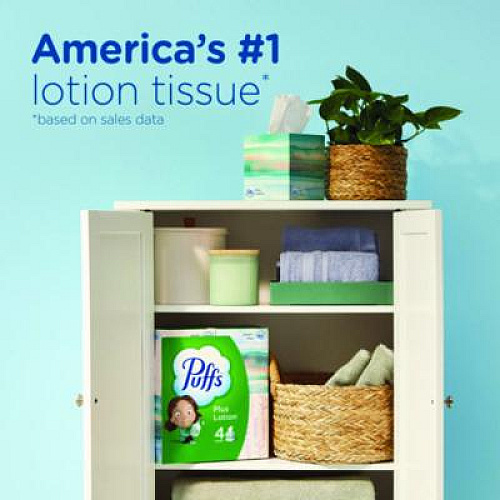Puffs Plus Lotion Facial Tissue, 2-Ply, White, 124 Sheets/Box, 24 Boxes/Carton (39346CT)