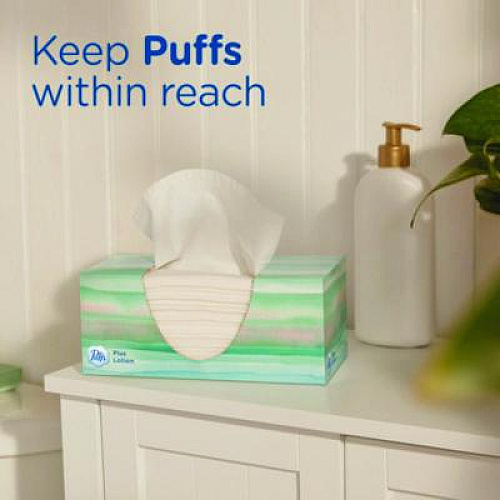 Puffs Plus Lotion Facial Tissue, 2-Ply, White, 124 Sheets/Box, 24 Boxes/Carton (39346CT)