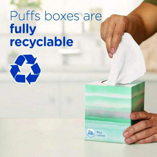 Puffs Plus Lotion Facial Tissue, 2-Ply, White, 124 Sheets/Box, 24 Boxes/Carton (39346CT)