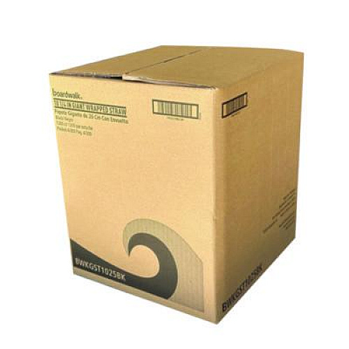 Boardwalk Wrapped Giant Straws, 10.25", Polypropylene, Black, 300/Pack, 4 Packs/Carton (GST1025BK)