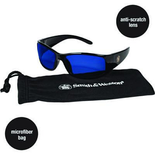 Smith & Wesson Elite Safety Glasses 3016314, Black Full Frame, Mirrored Blue Dual Lens, 12/Carton (21307)