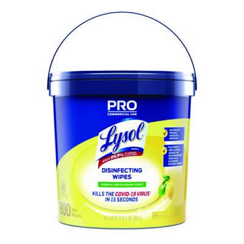 LYSOL Brand Professional Disinfecting Wipe Bucket, 1-Ply, 6 x 8, Lemon and Lime Blossom, White, 800 Wipes/Bucket, 2 Buckets/Carton (99856CT)