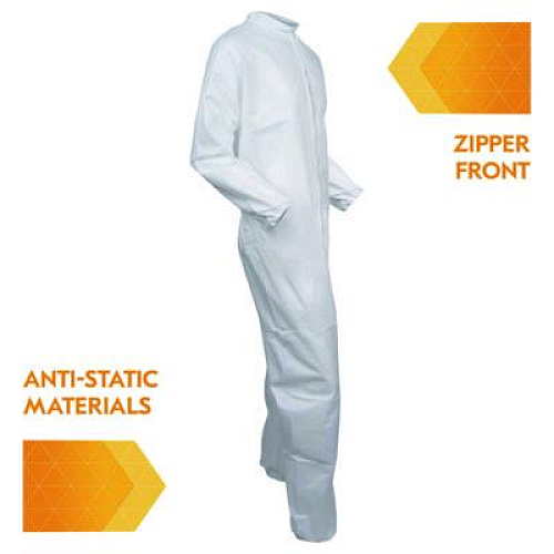 KleenGuard A40 Zipper Front Liquid and Particle Protection Coveralls, 3X-Large, White, 25/Carton (44306)