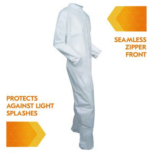 KleenGuard A30 Breathable Splash and Particle Protection Coveralls, 3X-Large, White, 21/Carton (46006)