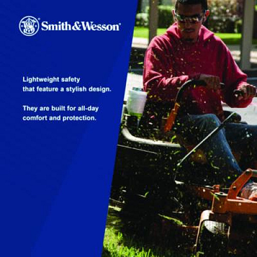 Smith & Wesson 44 Magnum Safety Glasses, Frameless, Black Single Lens, 12/Box (23453)