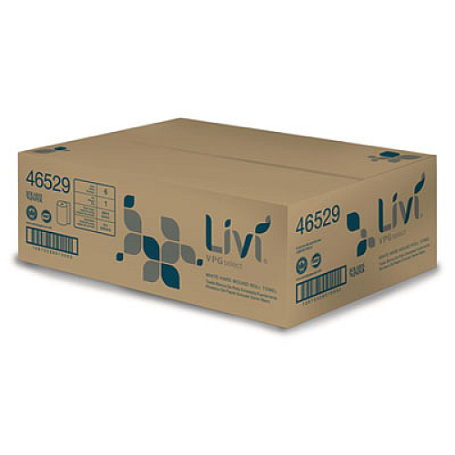 Livi VPG Select Hard Wound Roll Towel, 1-Ply, 8" x 800 ft, White, 6/Carton (46529)