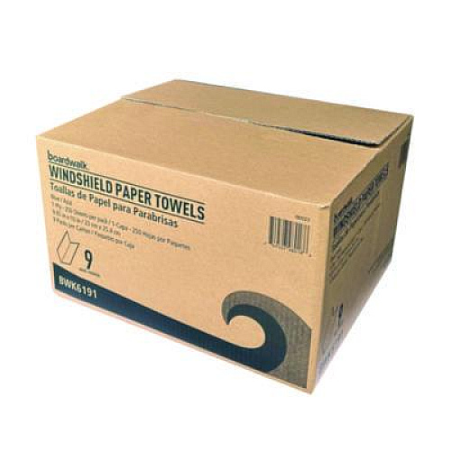 Boardwalk Windshield Paper Towels, 9.05 x 10, Blue, 250/Pack, 9 Packs/Carton (6191)