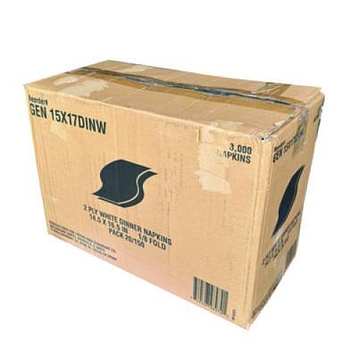 GEN Dinner Napkins, 2-Ply, 14.5 x 16.5, White, 150/Pack, 20 Packs/Carton (15X17DINW)