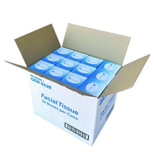 GEN Facial Tissue Cube Box, 2-Ply, White, 85 Sheets/Box, 36 Boxes/Carton (852E)