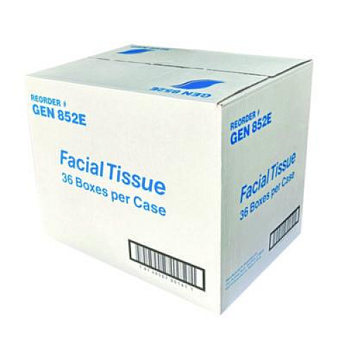 GEN Facial Tissue Cube Box, 2-Ply, White, 85 Sheets/Box, 36 Boxes/Carton (852E)