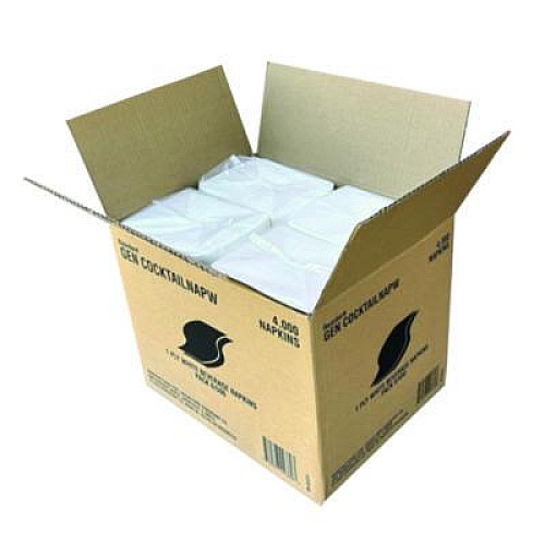 GEN Cocktail Napkins, 1-Ply, 9 x 9, White, 500/Pack, 8 Packs/Carton (COCKTAILNAPW)