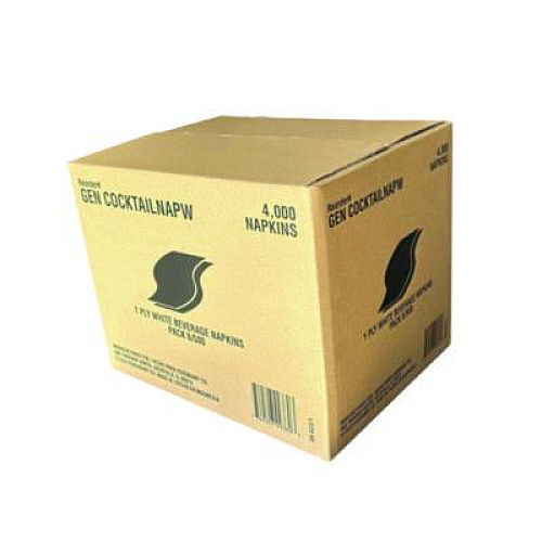 GEN Cocktail Napkins, 1-Ply, 9 x 9, White, 500/Pack, 8 Packs/Carton (COCKTAILNAPW)