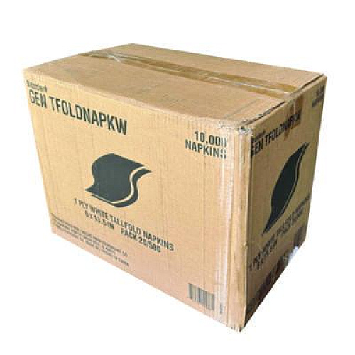 GEN Tall-Fold Napkins, 1-Ply, 5.98 x 11.38, White, 10,000/Carton (TFOLDNAPKW)