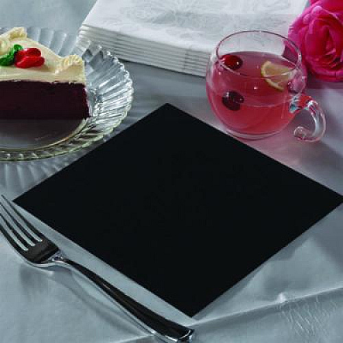 Paterson Beverage Napkins, 2-Ply, 9 x 9, Black, 1,000/Carton (NG01073)