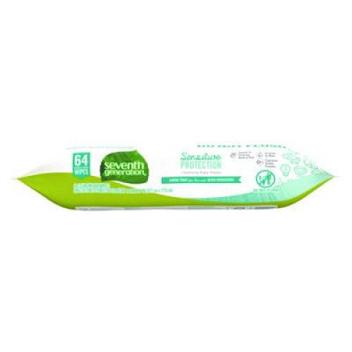 Seventh Generation Free and Clear Baby Wipes, 7 x 7, Unscented, White, 64/Flip-Top Pack (34208)