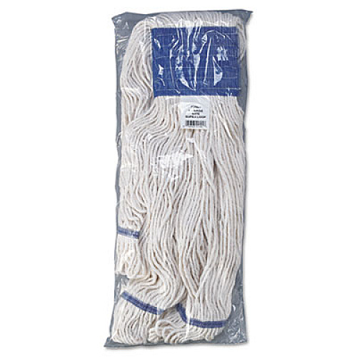 Boardwalk Super Loop Wet Mop Head, Cotton/Synthetic Fiber, 5" Headband, X-Large Size, White, 12/Carton (504WH)