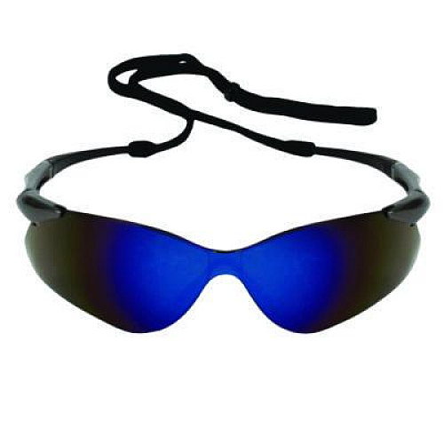 KleenGuard Nemesis Safety Glasses, Gunmetal Half Frame, Blue Dual Lens (20471)