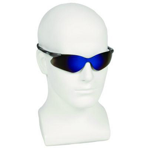 KleenGuard Nemesis Safety Glasses, Gunmetal Half Frame, Blue Dual Lens (20471)