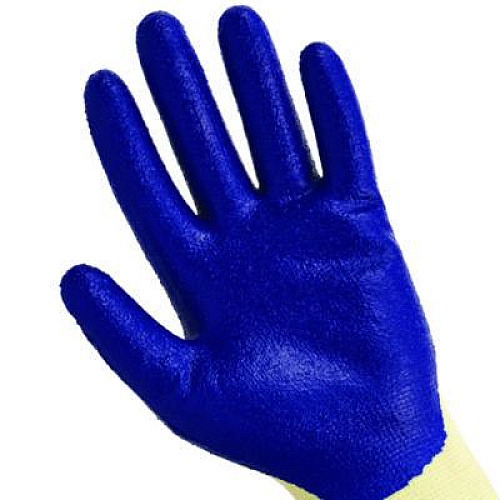 KleenGuard G60 Nitrile Coated Cut Resistant Gloves, EN388: 3221, Large (Size 9), Blue/Yellow, 12 Pairs (98232)