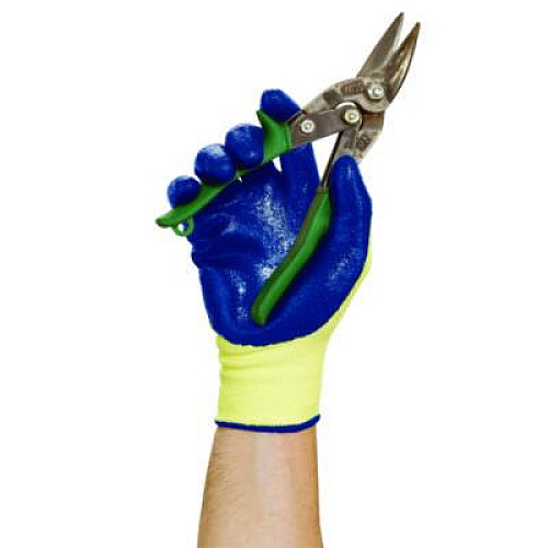 KleenGuard G60 Nitrile Coated Cut Resistant Gloves, EN388: 3221, Large (Size 9), Blue/Yellow, 12 Pairs (98232)