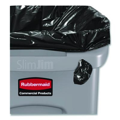 Rubbermaid Commercial Slim Jim Waste Container with Handles, 16 gal, Plastic, Light Gray (1971258)