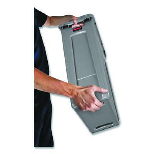 Rubbermaid Commercial Slim Jim Waste Container with Handles, 16 gal, Plastic, Light Gray (1971258)