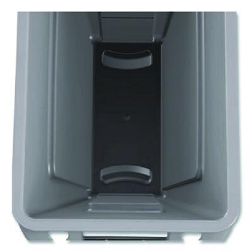 Rubbermaid Commercial Slim Jim Waste Container with Handles, 16 gal, Plastic, Light Gray (1971258)