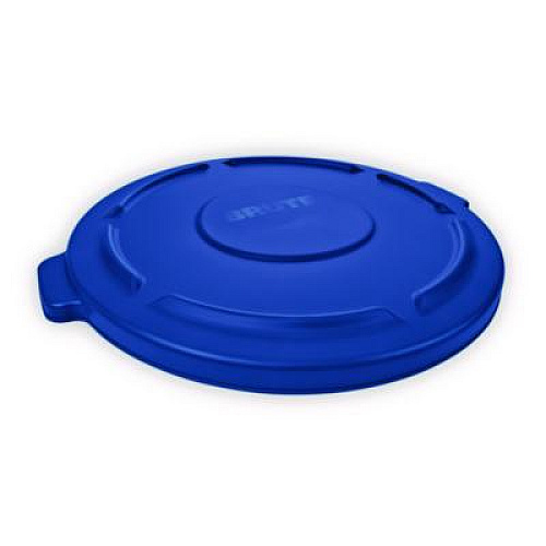 Rubbermaid Commercial BRUTE Self-Draining Flat Top Lid for 55 gal Round Brute Containers, 26.75" Diameter, Blue, 3/Carton (1779733CT)