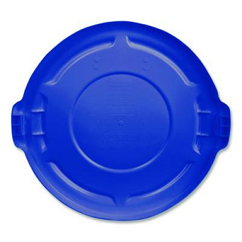 Rubbermaid Commercial BRUTE Self-Draining Flat Top Lid for 55 gal Round Brute Containers, 26.75" Diameter, Blue, 3/Carton (1779733CT)