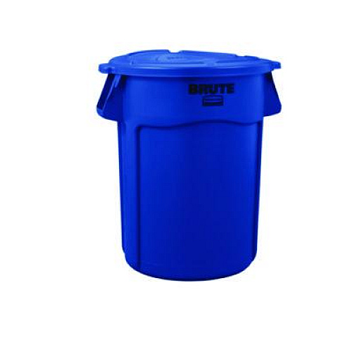 Rubbermaid Commercial BRUTE Self-Draining Flat Top Lid for 55 gal Round Brute Containers, 26.75" Diameter, Blue, 3/Carton (1779733CT)