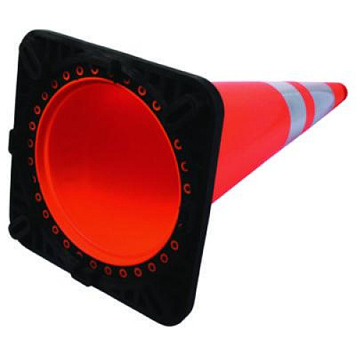 Tatco Traffic Cone, 14.5 x 1 x 36, Orange/Silver (25960)