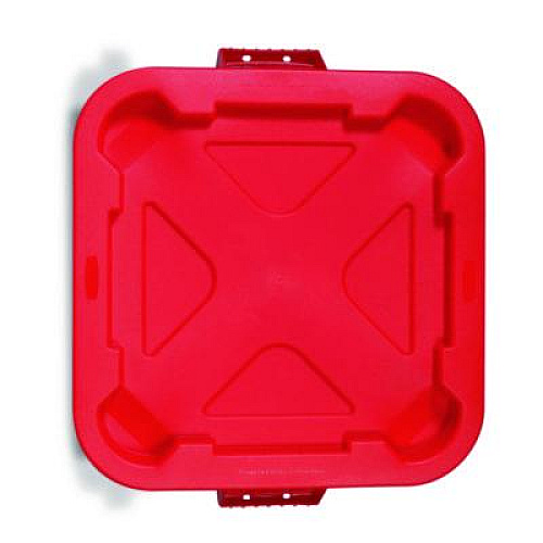 Rubbermaid Commercial Square BRUTE Lid, 21.88w x 21.88d x 2.13h, Red, 6/Carton (FG352900RED)
