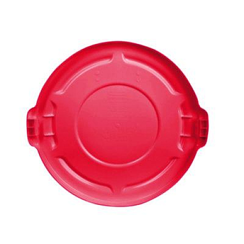 Rubbermaid Commercial BRUTE Self-Draining Flat Top Lids for 32 gal Round BRUTE Containers, 22.25" Diameter x 3"h, Red, 3/Carton (2654REDCT)