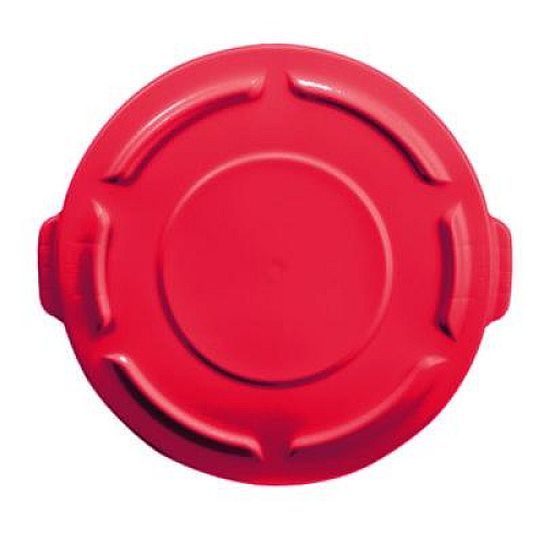 Rubbermaid Commercial BRUTE Self-Draining Flat Top Lids for 32 gal Round BRUTE Containers, 22.25" Diameter x 3"h, Red, 3/Carton (2654REDCT)