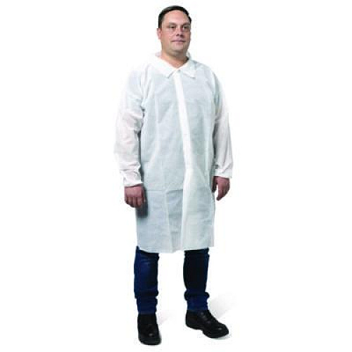 KleenGuard KGA10 Standard Weight Lab Coat for Non-Hazardous Particulate Protection, 3X-Large, White, 50/Carton (67323)