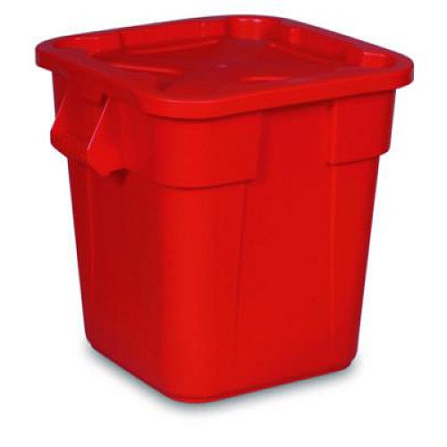 Rubbermaid Commercial Square BRUTE Lid, 21.88w x 21.88d x 2.13h, Red, 6/Carton (FG352900RED)