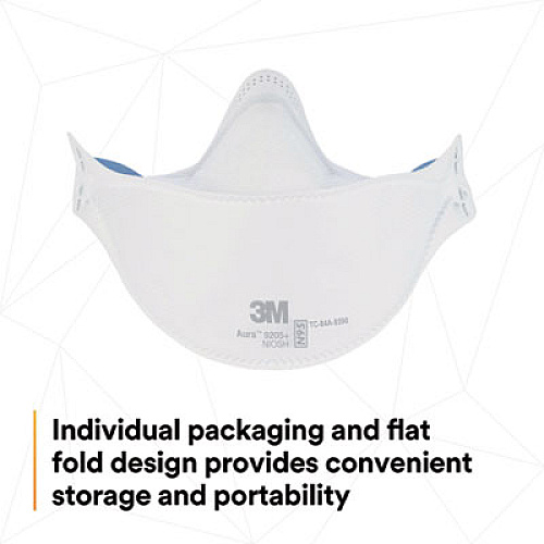 3M Aura Particulate Respirator 9205+, Standard Size, 12/Carton (9205PLUSCT)