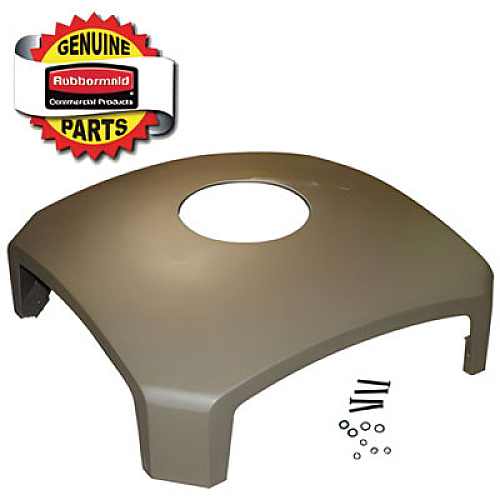 Rubbermaid Commercial Dome Top with Hole for Landmark Series Waste Receptacle, 26" Diameter, Driftwood (FG3975M2DWOO)
