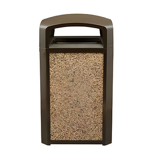 Rubbermaid Commercial Dome Top with Hole for Landmark Series Waste Receptacle, 26" Diameter, Driftwood (FG3975M2DWOO)