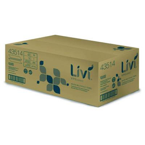 Livi VPG Select Multifold Towel, 1-Ply, 9.45 x, 9.06, White, 250/Pack, 16 Packs/Carton (43514)