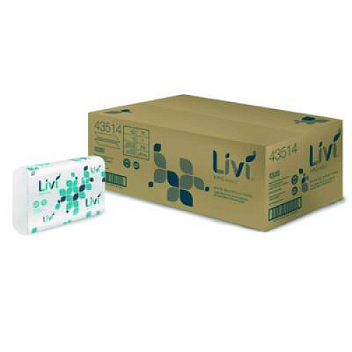 Livi VPG Select Multifold Towel, 1-Ply, 9.45 x, 9.06, White, 250/Pack, 16 Packs/Carton (43514)