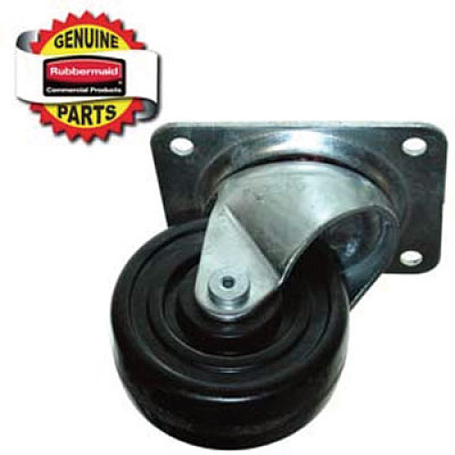 Rubbermaid Commercial 4-Inch Swivel Plate Caster with Hardware, Black (FG1025L40000)