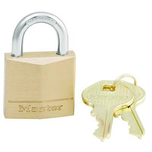 Master Lock Three-Pin Brass Tumbler Locks, 0.75" Wide, 2 Locks and 2 Keys, 2/Pack (120T)